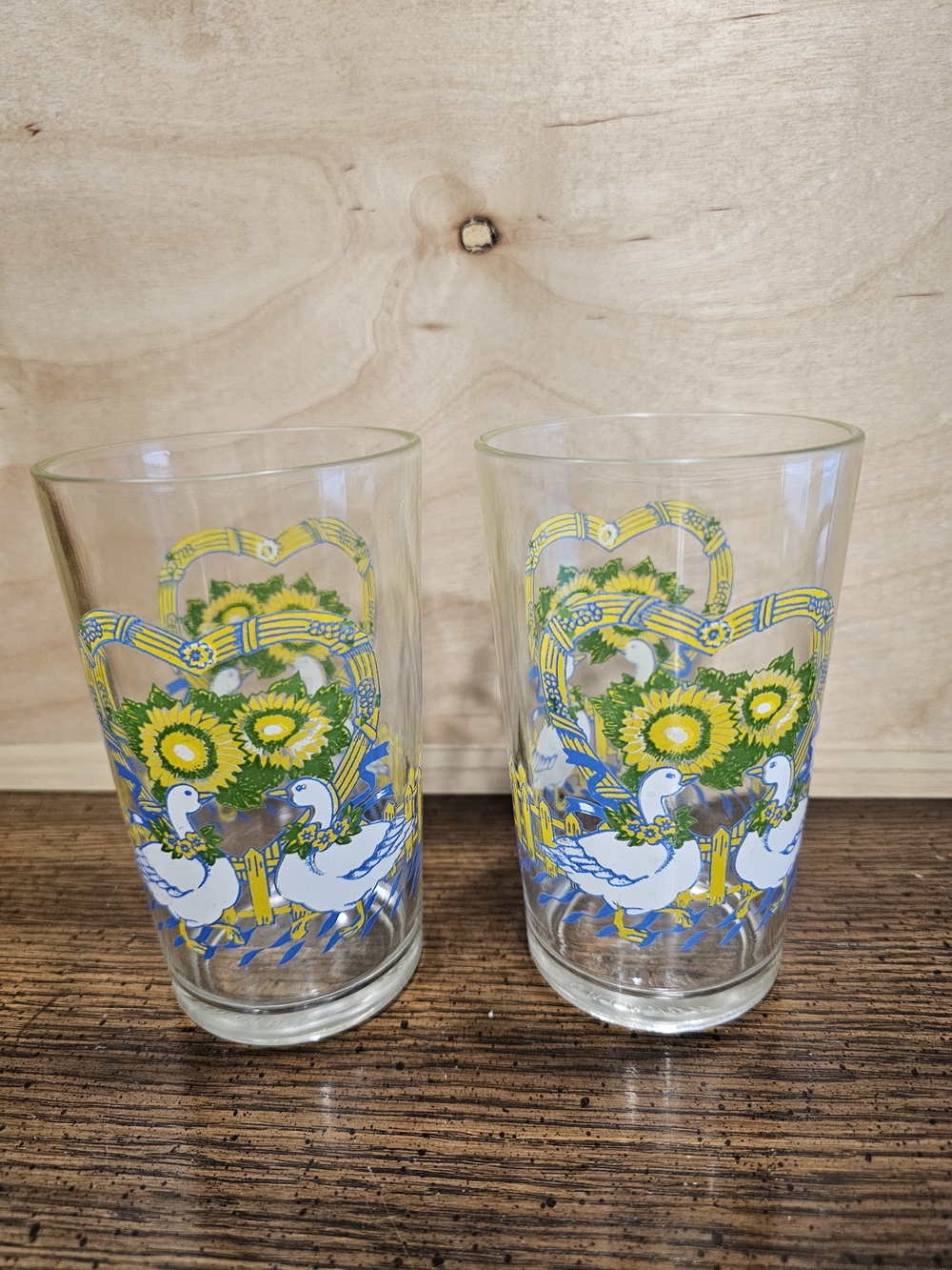 Vintage Morning Star Glasses Country Geese Design Set of 2